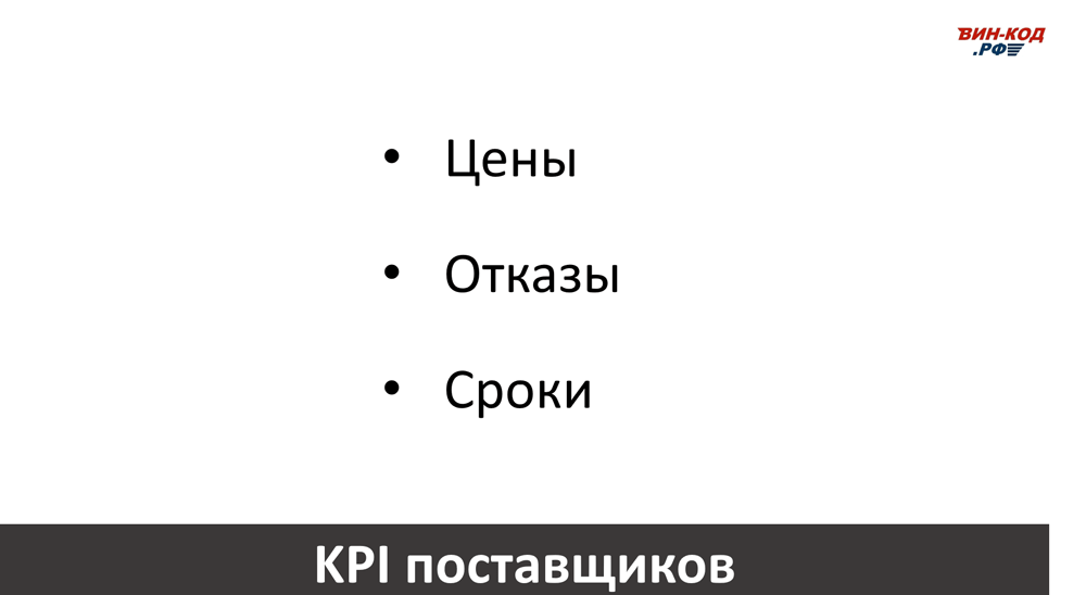 Основные KPI поставщиков в Петрозаводске